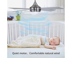 Plafondventilator Met Lamp - Ventilator Met Licht - Comfort Verhogend - Stille DC Motor - 122 cm - Zilver