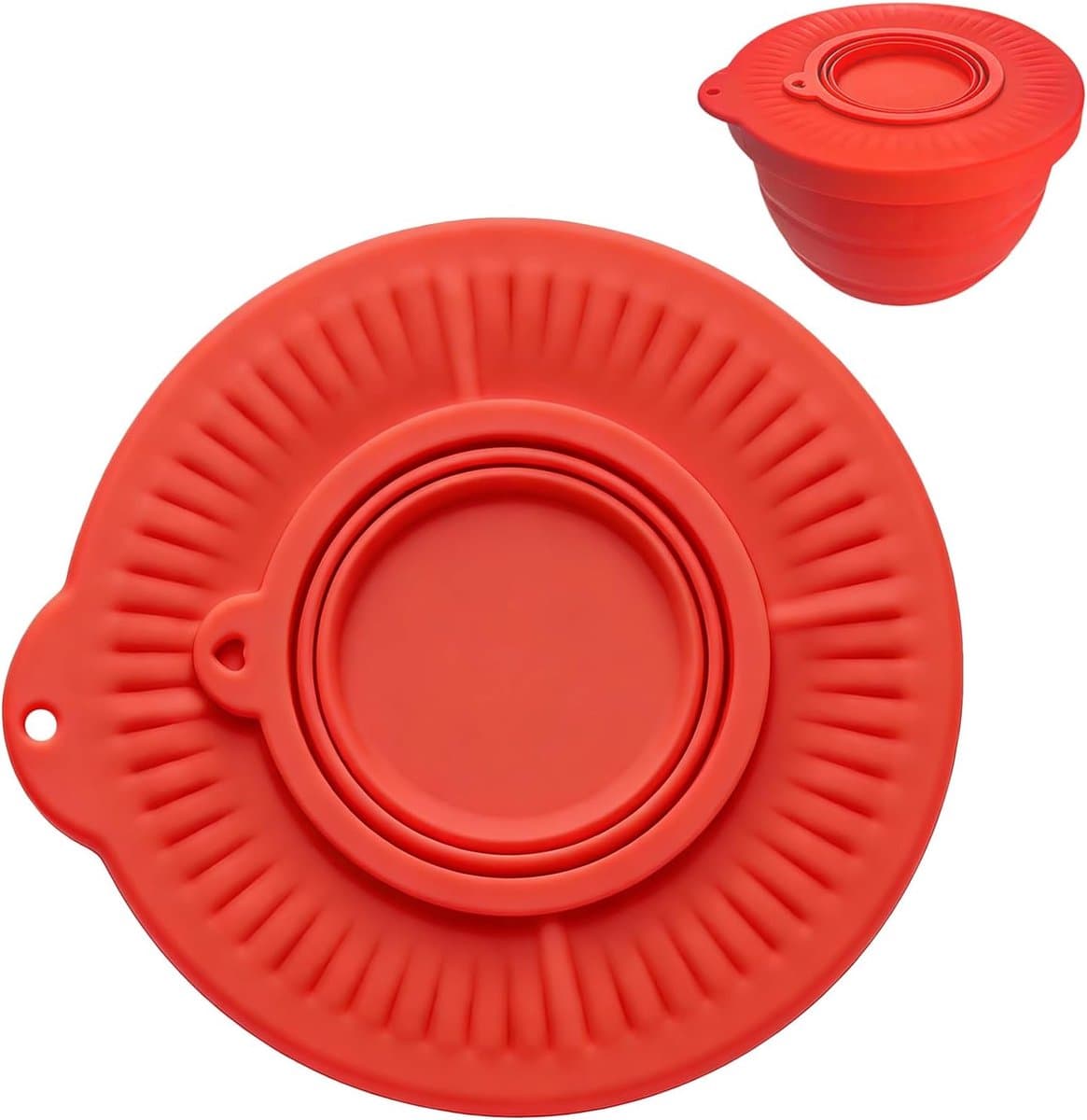 Spatbescherming Mixer - Kom Deksel - Bakken Keuken - Opvouwbare Trechter - 24cm Diameter - Rood — afbeelding 1