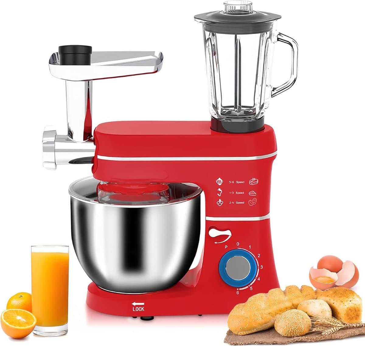 Krachtige 10L Standmixer 5-in-1 Keukenmachine met Vleesmolen en Sapcentrifuge — afbeelding 1