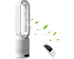 Torenventilator Bladloos - Staande Ventilator - Zomerse Koelte - 8 Snelheden Afstandsbediening - 20 Inch - Zilver