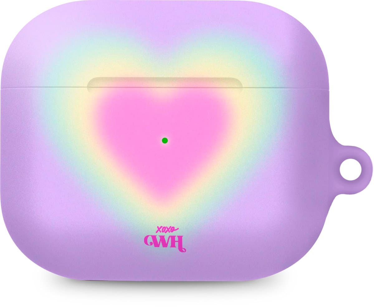xoxo Wildhearts hoesje geschikt voor Airpods Pro 1 / Pro 2 - Daydreamer - Ook als telefoonhoesje verkrijgbaar - schokbestendige case geschikt voor Airpod Pro (2) - koptelefoon case - Kleurrijke case - hoesje met hartje print - roze / paars — afbeelding 1