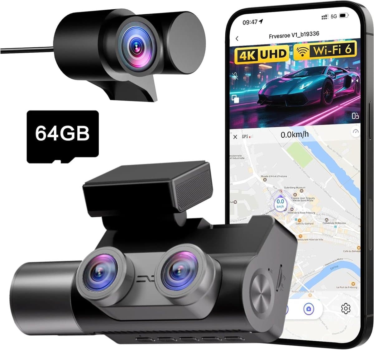 Auto Camera - Rijcamera Set - Veilig Rijden - 3 Kanaals Opname - 64GB Inclusief - Zwart — afbeelding 1