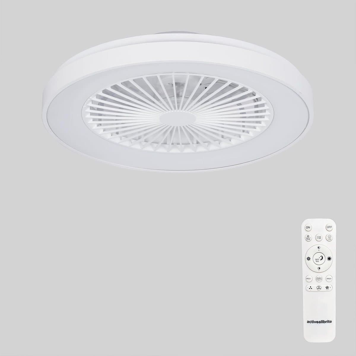 Epochglo Plafondlamp met ventilator Ø48.5cm - LED RGBW - 40W 4200LM - Dimbaar 3000K-6500K - 6 Snelheden - Timer, Afstandsbediening - Fluisterstil - Reversibele - Motor DC - Wit - Woonkamer - Slaapkamer - Keuken — afbeelding 1