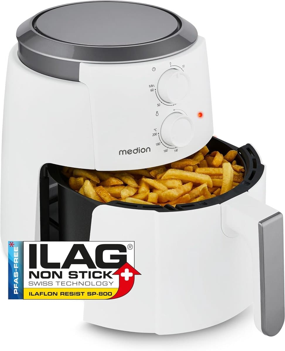 Heteluchtfriteuse - Airfryer Frituurpan - Olievrij Koken - 360 Graden Warmte - 47 Liter Capaciteit - Wit — afbeelding 1