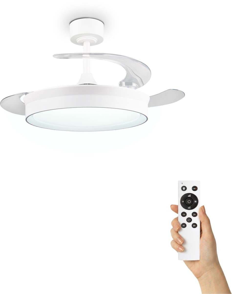 Fantiluxe - Ivar - Plafondventilator met verlichting - Wit - Ø106cm - Afstandsbediening - Met lamp - Plafond ventilator - Slaapkamer — afbeelding 1
