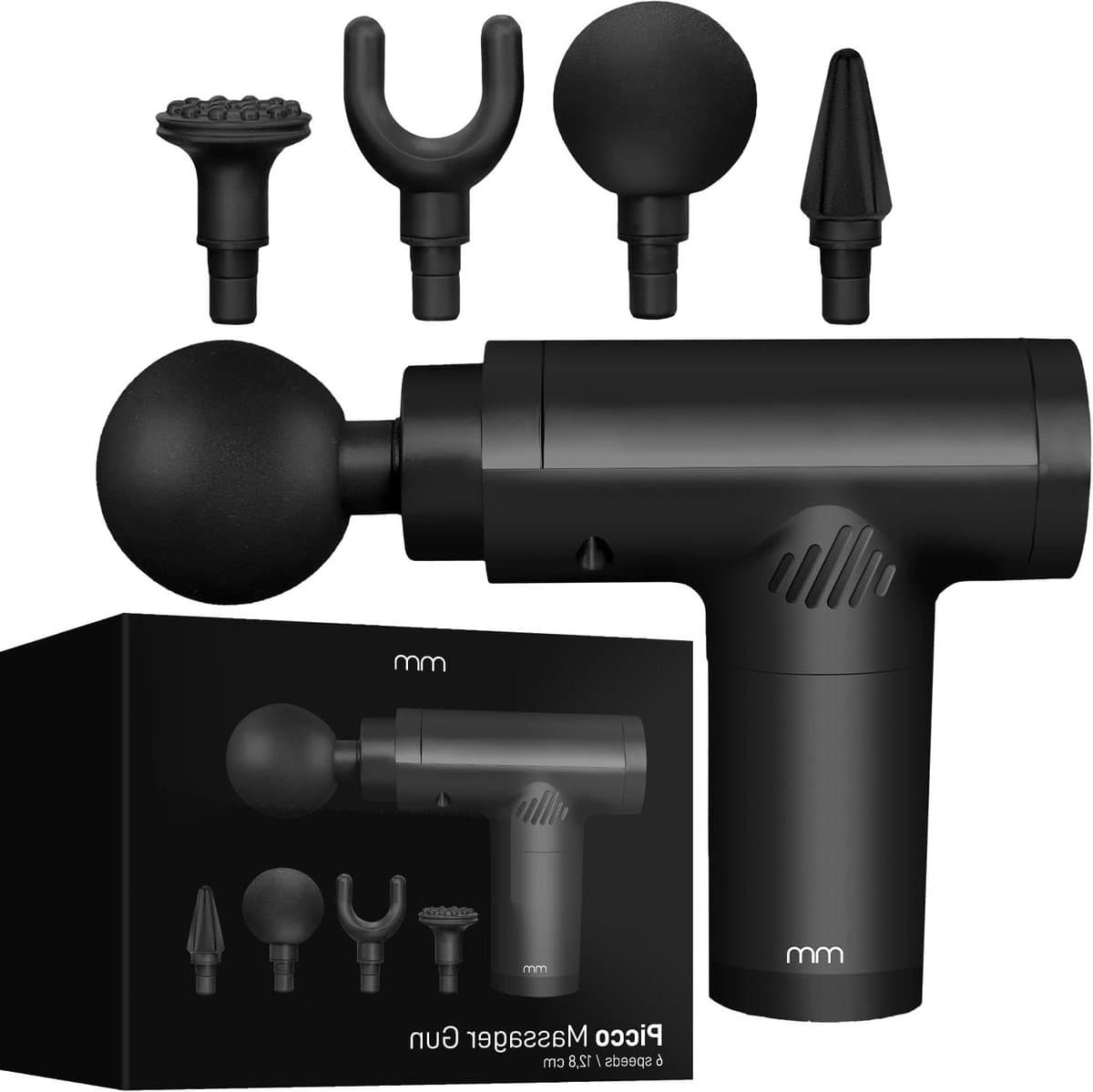 Massage Gun - Spierontspanner Percussie massageapparaat - Spierherstel - Cilindrische Vorm - 0.61 kg - Zwart — afbeelding 1