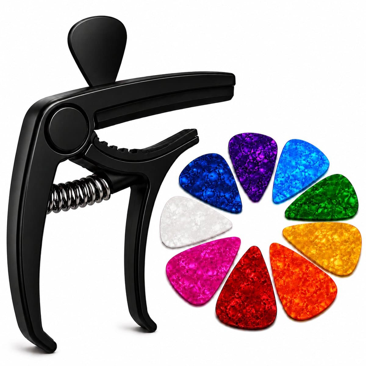 Premium Capo voor Gitaar met 10 Plectrums - Kapo Accessoires voor Akoestische Gitaar — afbeelding 1
