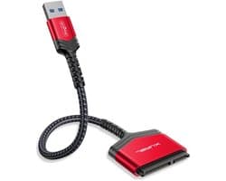 SATA naar USB 3.0 Adapter voor 2.5" Hardeschijven en SSD's, Ondersteunt UASP en Trim, Compatibel met Windows, MacOS, ChromeOS en Linux, Rood