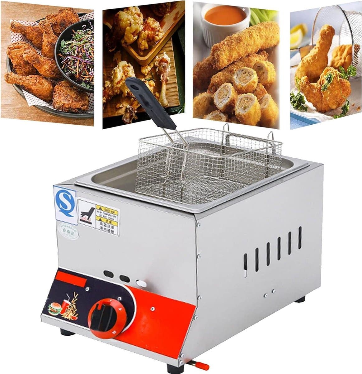 Gasfriteuse Dubbel - Friteuse met manden - Thuis Frituren - Roestvrij staal - 22 liter - Zilver — afbeelding 1