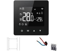 Wifi Opbouw Thermostaat | Touchscreen bediening | Wifi | Opbouwmontage | CV aan/uit systemen | Tuya Smart Life | Open raam detectie | Zwart