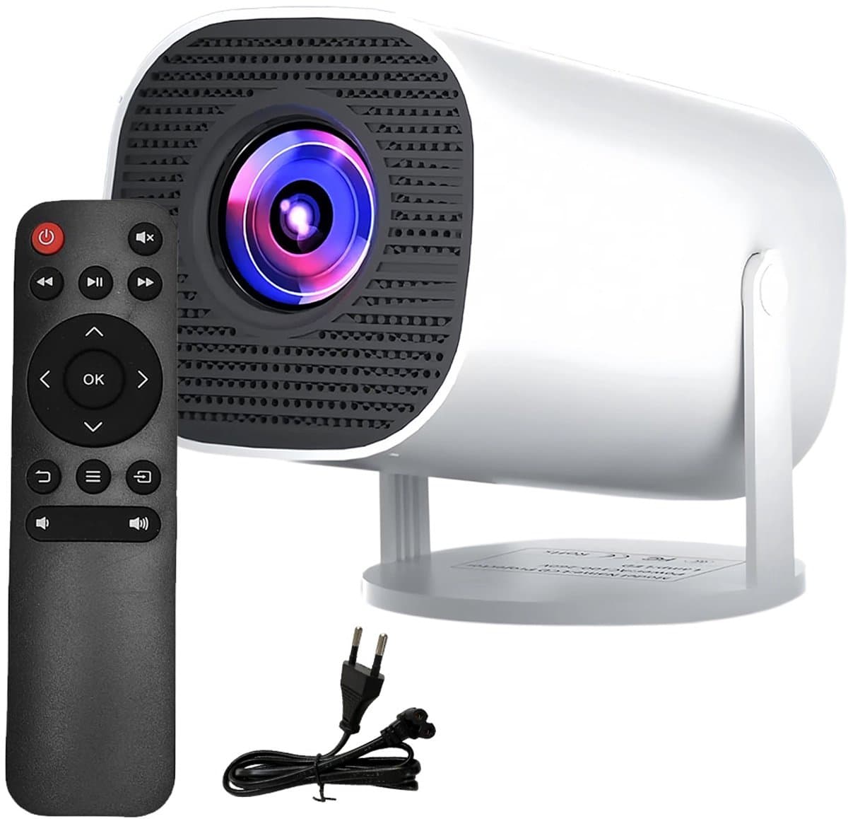 Mini Projector - Smart Beamer met 4K-ondersteuning - Voor iOS/Android/HDMI/TV-Stick/Laptop/PC - Bluetooth 5.4 & WIFI - Compacte Mini Beamer voor Thuisbioscoop - Kleine Projector - Wit — afbeelding 1