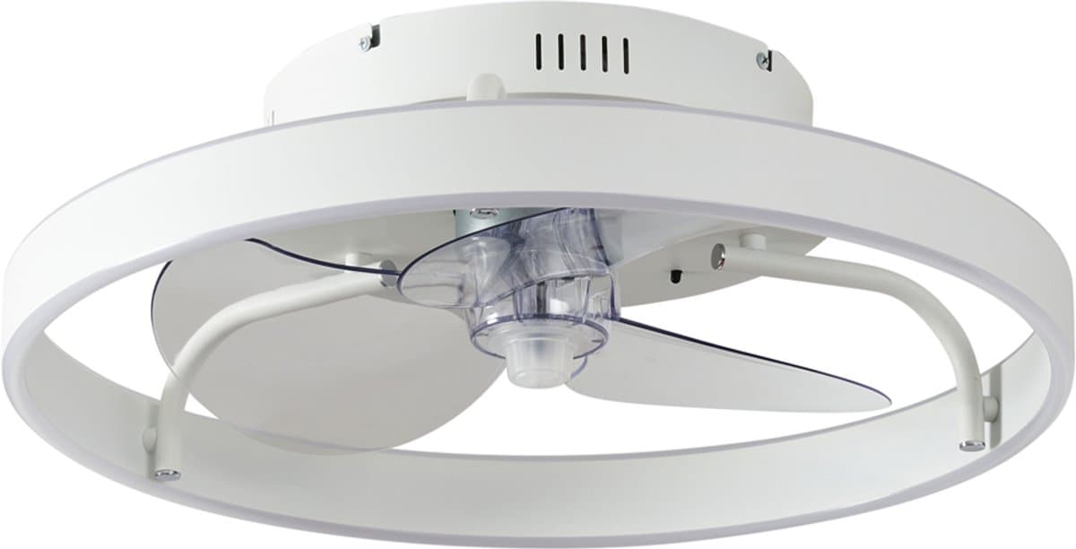 QAZQA maddy - Dimbare LED Plafondventilator met Verlichting | Lamp en Afstandsbediening - 1 lichts - Ø 50 cm - Wit - Woonkamer | Slaapkamer | Keuken — afbeelding 1
