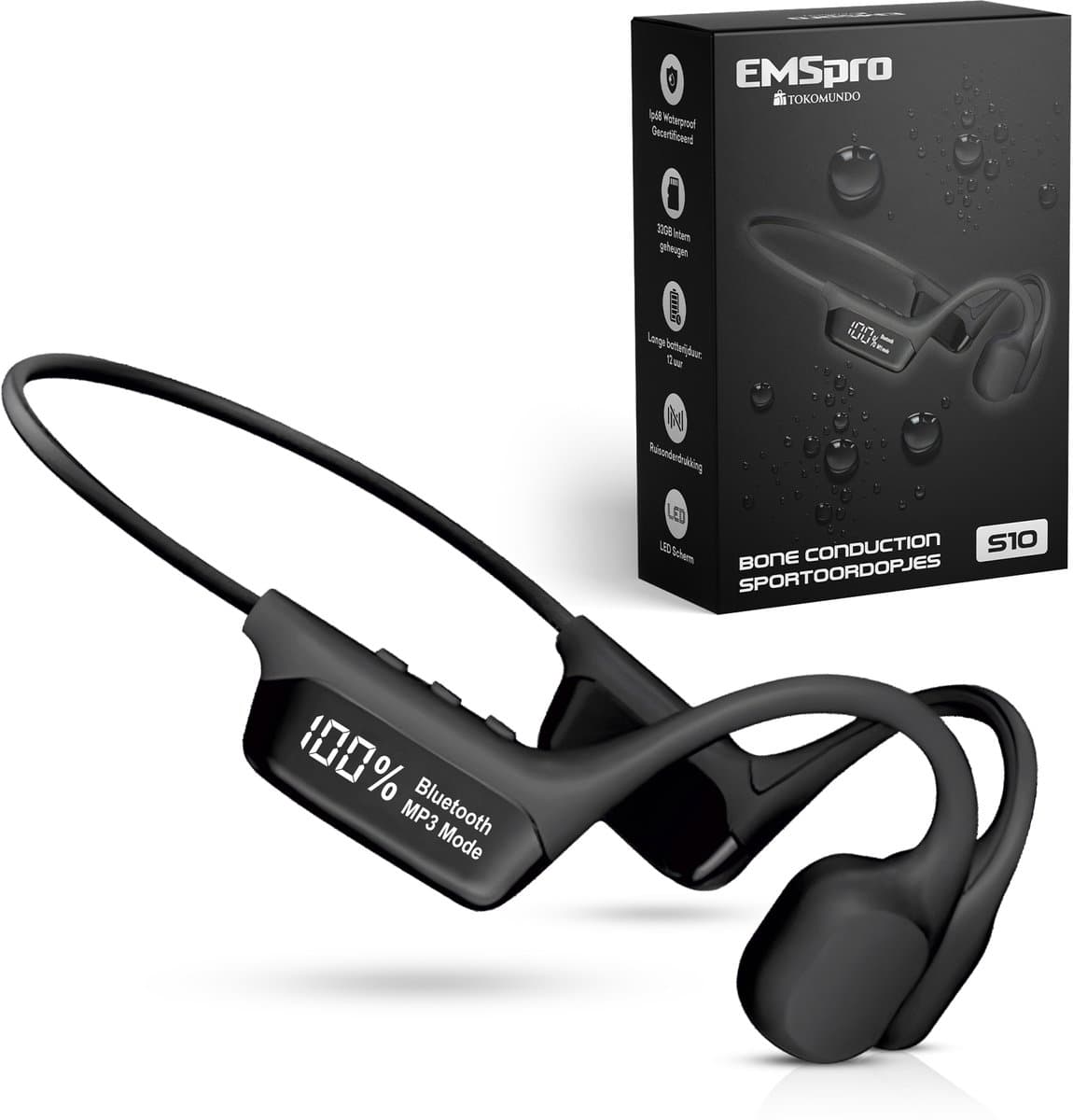 EMS Pro Bone Conduction Headphone - Draadloze Open Ear Sport Oordopjes - Waterbestendige Oortjes Draadloos - Koptelefoon - Hoofdtelefoon — afbeelding 1