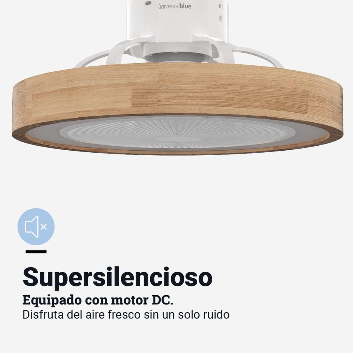 Plafondventilator met Multicolor LED en Wifi, Dimbaar Licht met Houten Afwerking — afbeelding 1