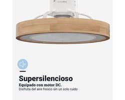 Plafondventilator met Multicolor LED en Wifi, Dimbaar Licht met Houten Afwerking