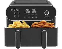 Thuys – Dubbele Airfryer – Heteluchtfriteuse – Duo Airfryer – 9 L – 36 x 40 x 32cm – Zwart