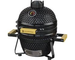 KitchenBrothers Kamado BBQ - 13 Inch Houtskool Barbecue - 27⌀ cm - PFAS-vrij - Deluxe Set - Egg BBQ met Accessoires inclusief Hoes - Zwart