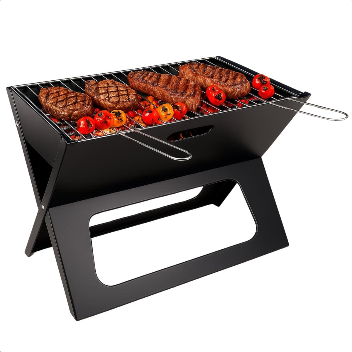Cheqo® Draagbare Houtskoolbarbecue - Tafelbarbecue - Tafel BBQ Houtskool Barbecue Draagbaar - Camping BBQ - Staal — afbeelding 1