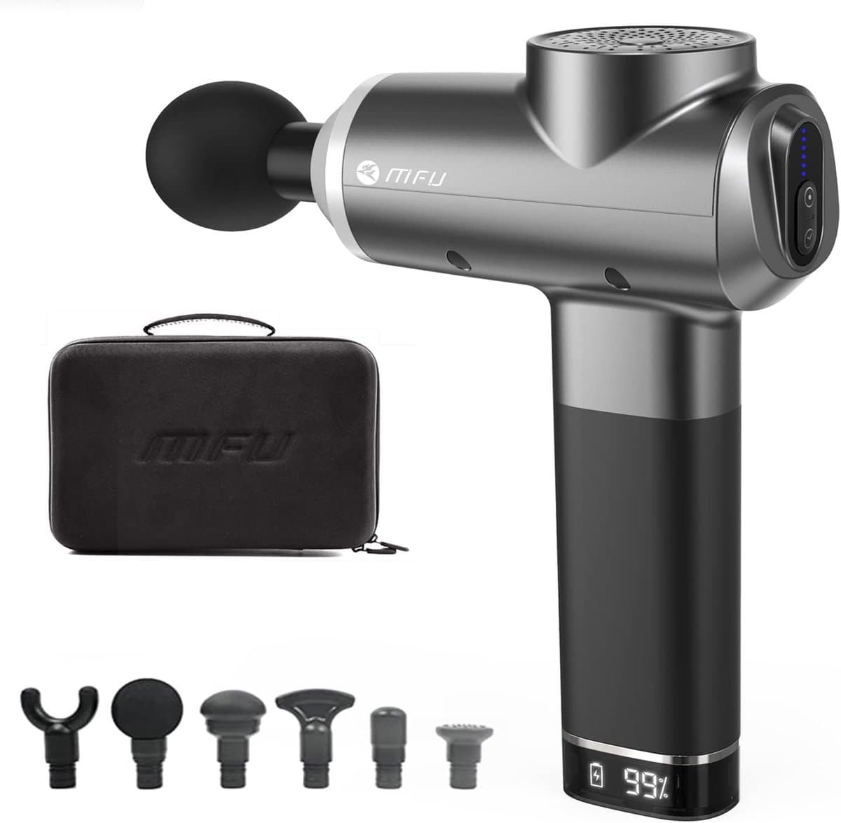 Massage Gun Deep Tissue MFU M3 Dual Trial Ultra Steady Hand Massager Professionele Pijnbestrijding 3200bpm 6 snelheden (Zwart) — afbeelding 1