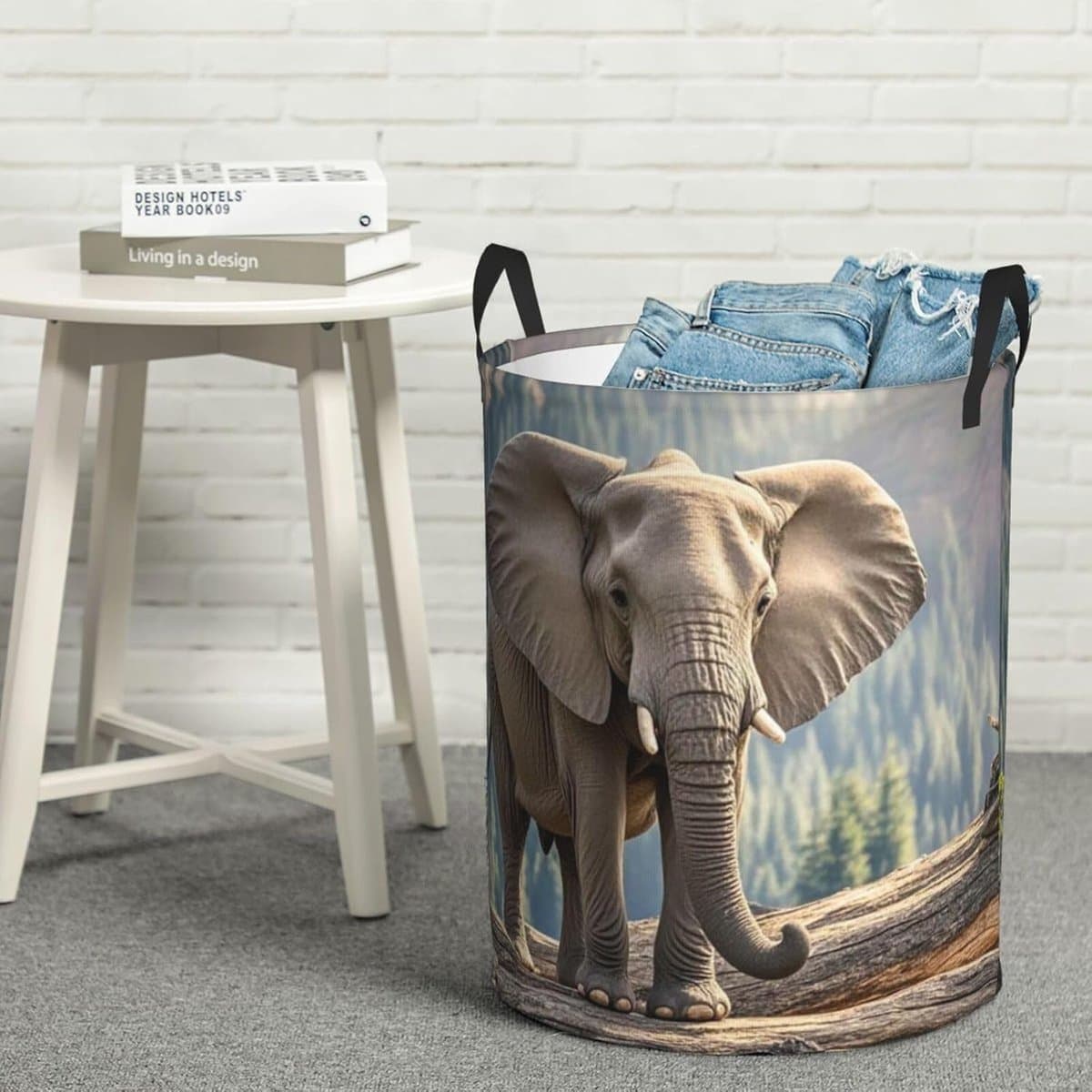 Wasbak Ronde Mand - Vuile Was Mand - Kleding Opbergen - Waterdichte Coating - 90L - Zwart — afbeelding 1