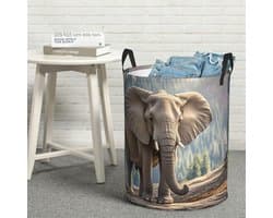 Wasbak Ronde Mand - Vuile Was Mand - Kleding Opbergen - Waterdichte Coating - 90L - Zwart