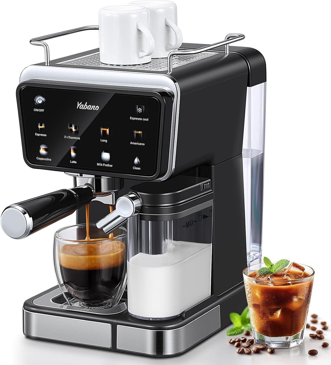 Espressomachine - Koffiezetapparaat - Thuis Barista - Automatische Melkopschuimer - 15 Liter Tank - Zwart — afbeelding 1