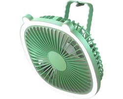 Tafelventilator - Bureauventilator - Persoonlijke Koeling - Adaptieve Verlichting - 20.5 cm Breed - Groen Leer