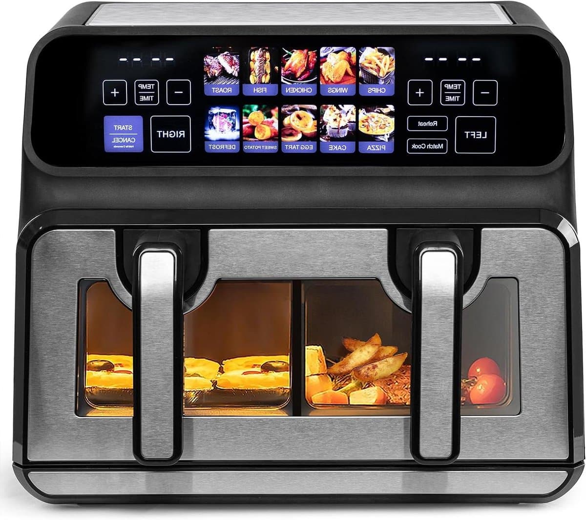 Dubbele Heteluchtfriteuse - Airfryer XXL - Gezond Koken - Twee Manden - 10 Liter - Zwart — afbeelding 1