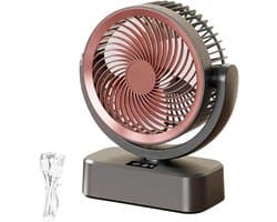 Tafelventilator - Draaibare ventilator - Verkoeling thuis - Automatische oscillatie - 12x21x12 cm - Bruin Grijs