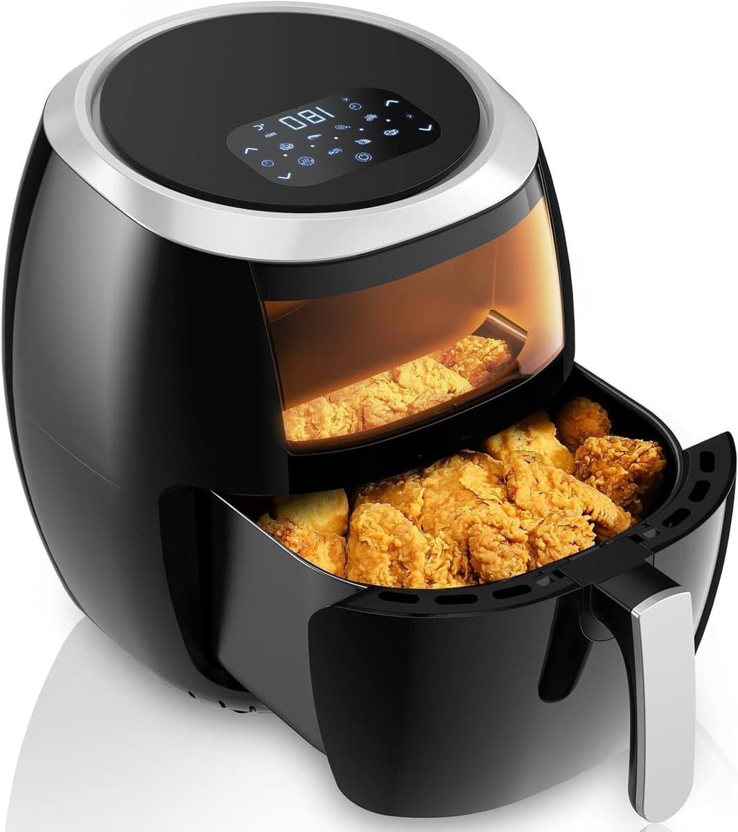 Airfryer met Venster - Heteluchtfriteuse - Gezond Koken - 8 Voorgeprogrammeerde Modi - 8 Liter Capaciteit - Zwart — afbeelding 1