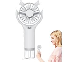 Draagbare Ventilator - Hand Fan - Verkoeling Buiten - Met Verfrissende Mist - 16.8 x 8.2 cm - Wit