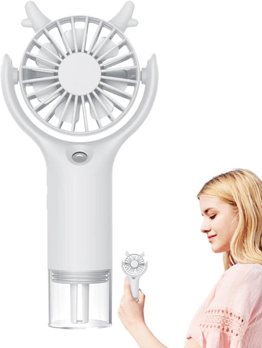 Draagbare Ventilator - Hand Fan - Verkoeling Buiten - Met Verfrissende Mist - 16.8 x 8.2 cm - Wit — afbeelding 1