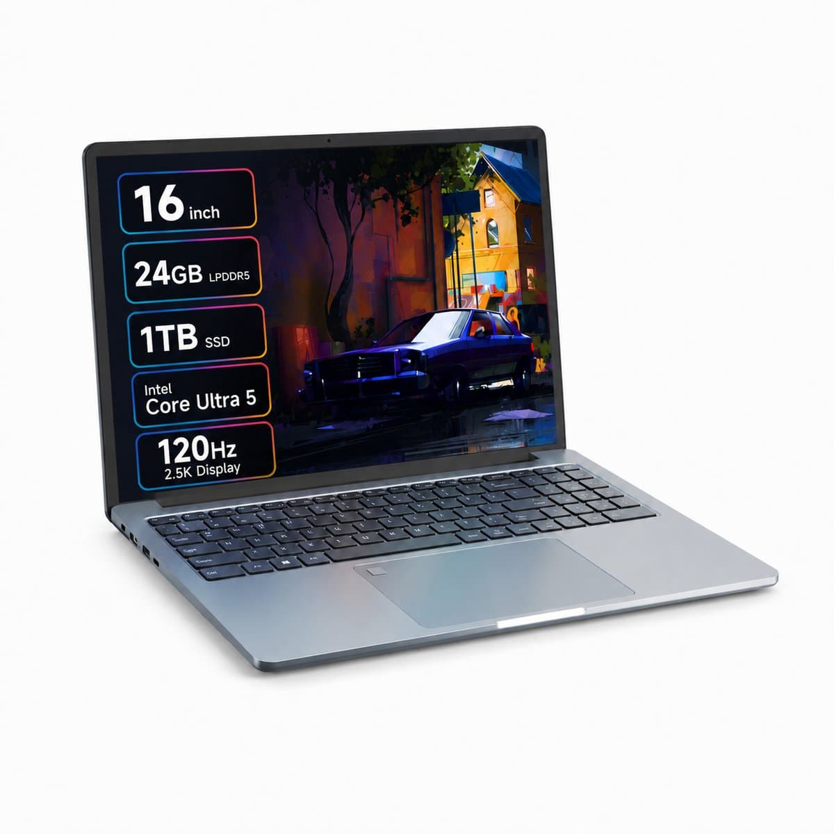 Ninkear 16 inch laptop Intel Core Ultra 5 125H - 24GB LPDDR5 - 1TB SSD - 2560x1600 120Hz mat scherm - Intel Arc graphics - WiFi 6 - Windows 11 — afbeelding 1