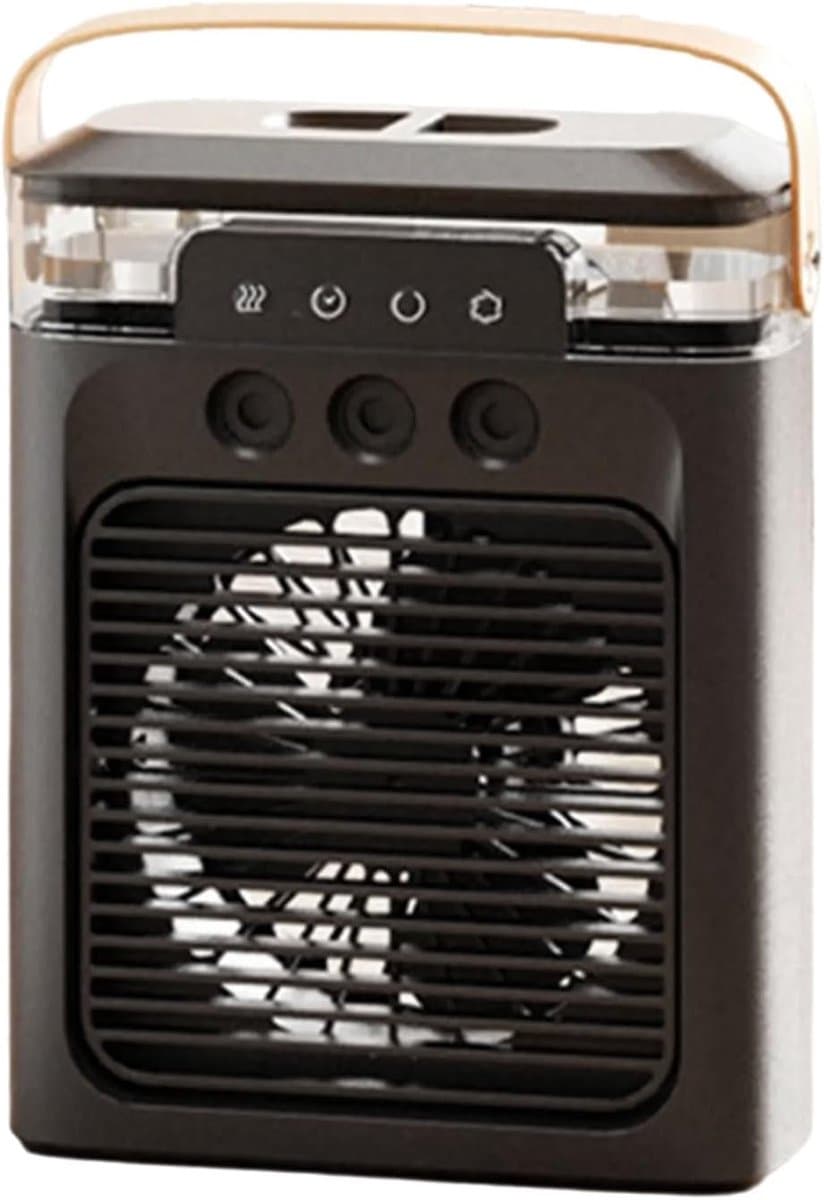 Persoonlijke Aircooler | Portable Air Conditioner, 3‑in‑1 Verdampingskoeler, bevochtiger en luchtreiniger, bureau‑ventilator met 7‑kleuren LED‑nachtlamp, USB‑voeding voor kantoor, thuis en reizen (Zwart) — afbeelding 1