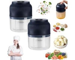 Elektrische hakker - Mini keukenmachine - Snel ingrediënten snijden - Draadloos en USB-oplaadbaar - 300ml capaciteit - Blauw