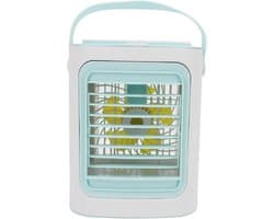Draagbare Airco Fan - Verdampingskoeler Mini - Persoonlijk Comfort - Stille Werking - 7 Kleuren Licht - Wit