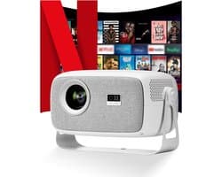 SnelShoppen - Mini-Beamer met Wifi en Bluetooth, 270° Rotatie, Geweven Stoffen Bekleding, Native 1080p Projector voor Thuis, Camping, Feest en Kindere