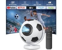 Mini-beamer - Draagbare Projector - Smart Projector met WiFi 6 - 180° Draaibaar - Voor Thuisbioscoop en Presentaties