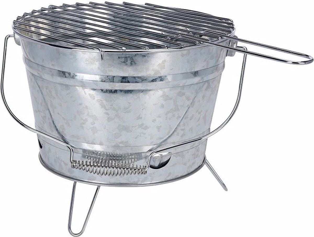 BBQ Emmer - Houtskool Tafelmodel met Grill - Ø33 x 15 cm - Metaal — afbeelding 1