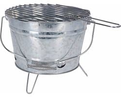 BBQ Emmer - Houtskool Tafelmodel met Grill - Ø33 x 15 cm - Metaal