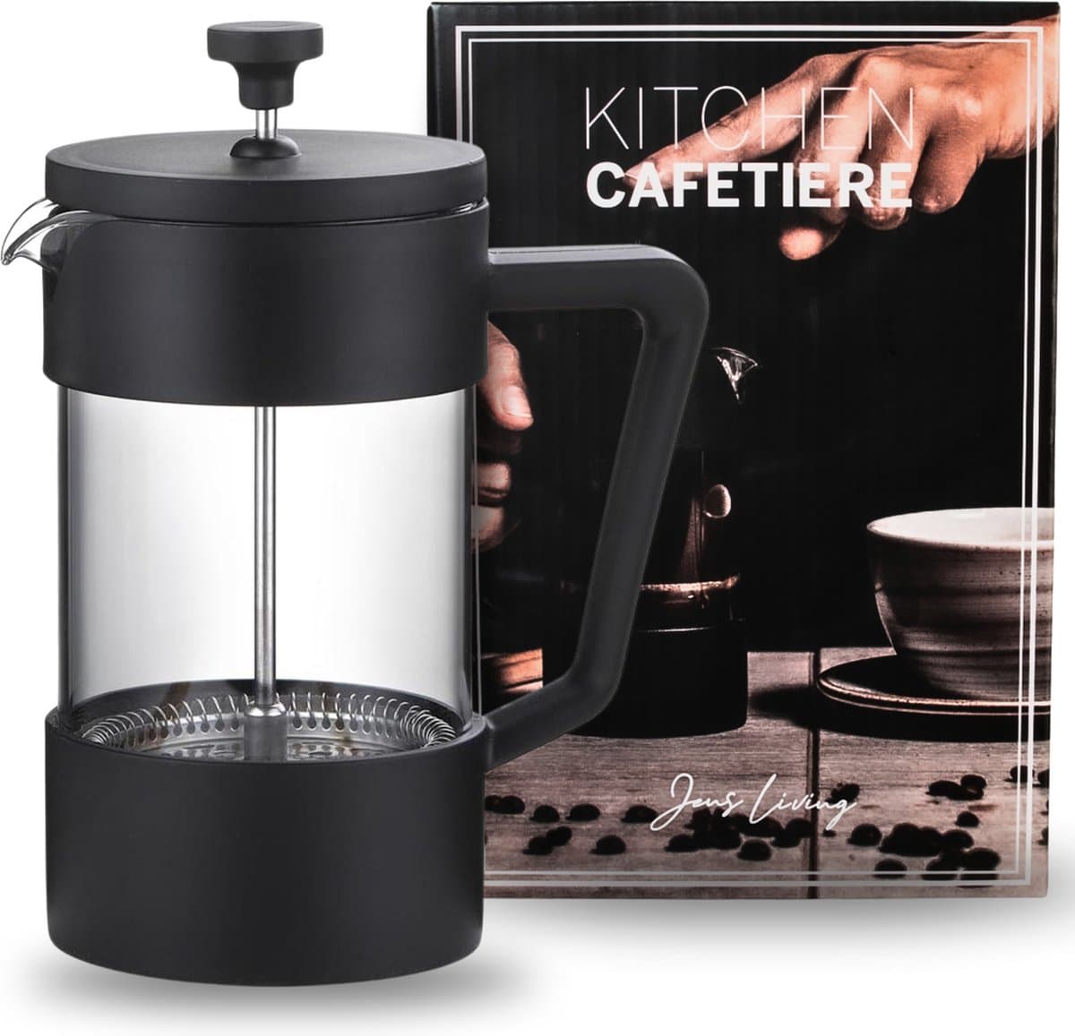 JENS Living Cafetière 600 ml Handmatige Koffiezetter Zwart – French Press Koffiemaker – Koffiezetapparaat – Geschikt voor Koffie, Thee en Melkopschuimen – Verse Koffie – Franse Koffie Pers — afbeelding 1