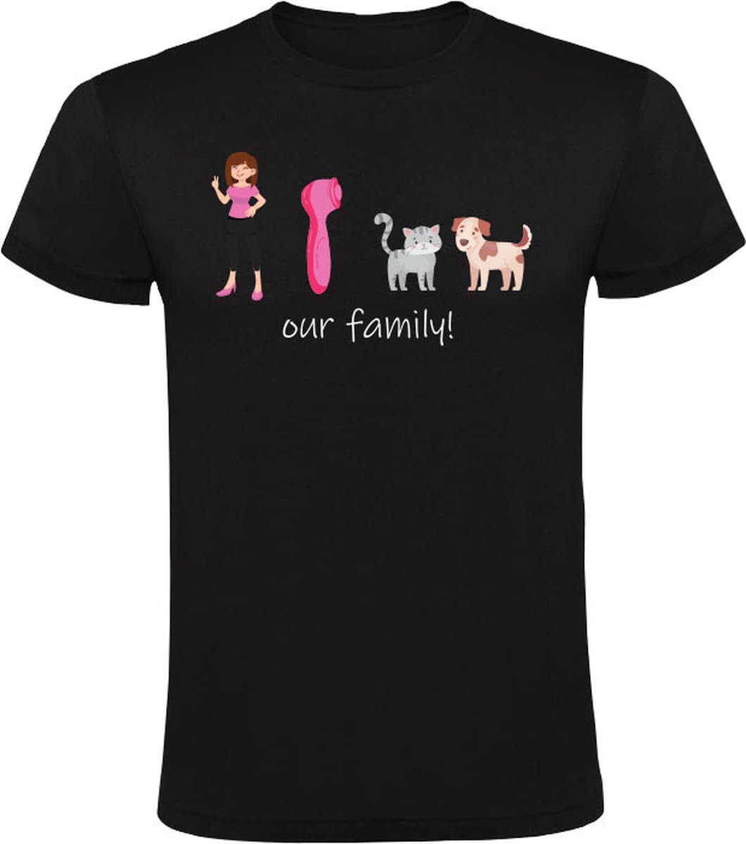 Family T-shirt Heren | hond | kat | familie | airfryer | vrouw | zelfstandig | gezellig | — afbeelding 1