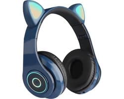 kinder koptelefoon kitty cat met led oortjes donker blauw