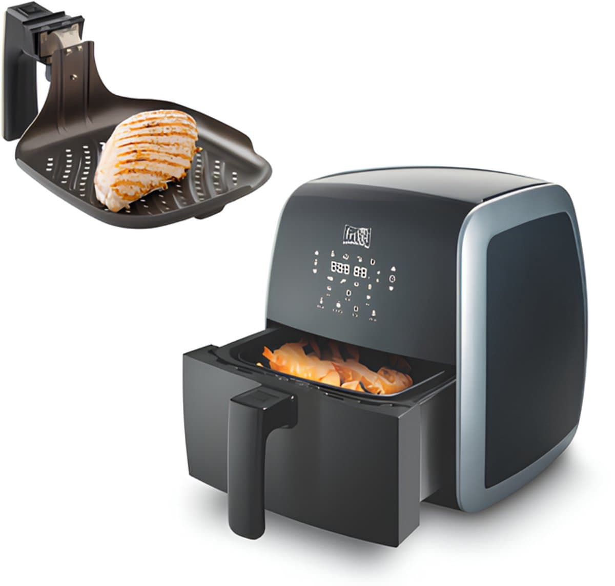 FRITEL Airfryer SnackTastic® 5804 - Heteluchtfriteuse - 3,2 liter - 1450W - 8 Programma's - 2 tot 5 Personen - Digitaal Touchscreen - Soft Leder / Zwart Mat - Incl. exta Grillpan — afbeelding 1