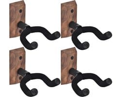 Gitaar muurbevestiging - 4 stuks wandhangers - draaibare zachte haak - hout - U-vormige houder - akoestische gitaar bas - eenvoudig te monteren gitaar muurbeugel