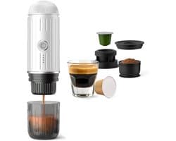 Reisdraagbare expressomachine, USB-C-oplaadbaar, zelfverwarmende elektrische expressomachine, mini 19 bar koffiemachine voor camping wandelingen, voor gemalen koffie