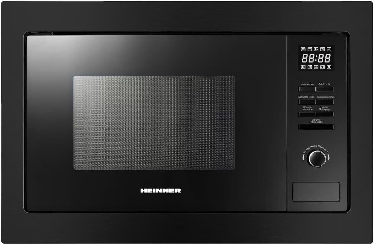 Heinner Inbouw Magnetron – 25 L – 900 W – 1000 W Grill – 5 Vermogensniveaus – Ontdooifunctie – 95 Min Maximale Kooktijd – Digitale Bediening – Zwart — afbeelding 1