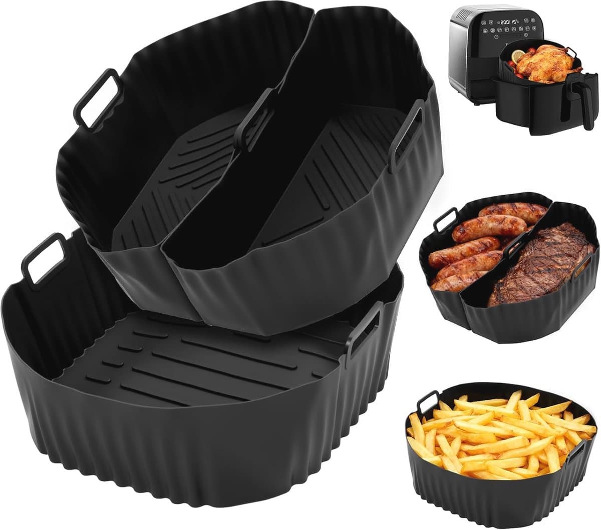Siliconen Airfryer Accessoires - Herbruikbare Ronde Bakvorm 19-23cm voor Bakken, Braden en Grillen — afbeelding 1