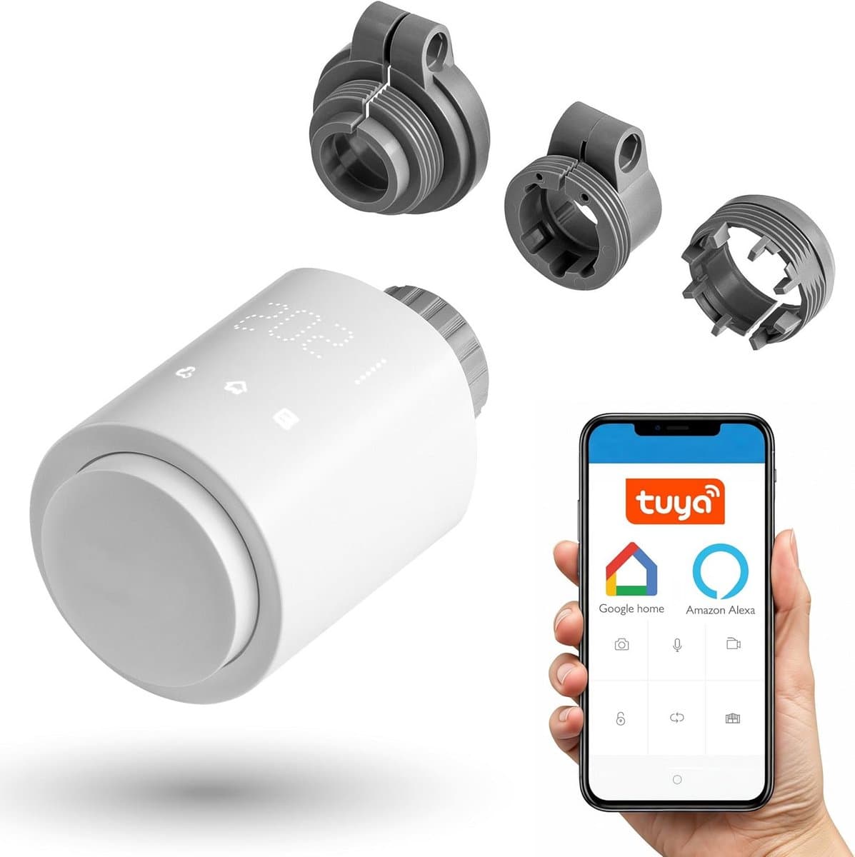 Slimme Digitale Wifi Radiatorknop voor CV-Verwarming - Temperatuurregeling via App en Spraak — afbeelding 1