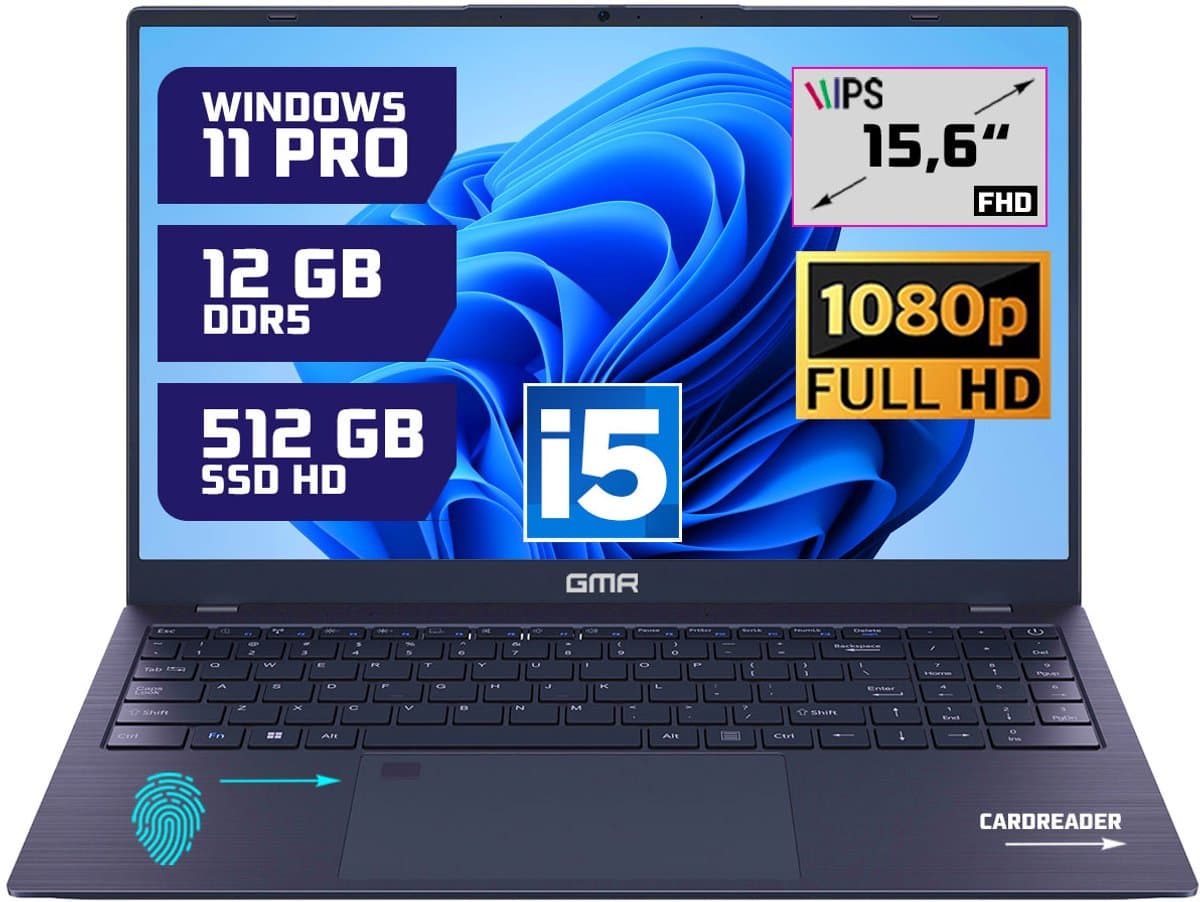 Krachtige 15.6" Full HD Notebook | Snelle Intel Core i5 & 512GB SSD | 12GB DDR5 Geheugen | Windows 11 Pro Editie voor Zakelijk, Thuis en Studie — afbeelding 1